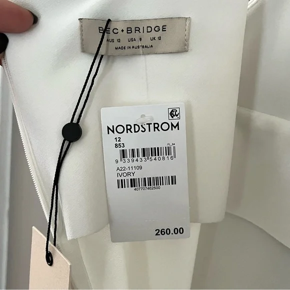 BEC & BRIDGE Ivory Iris V-Neck Stretchy Midi Dress Size 8 - Picture 13 of 15